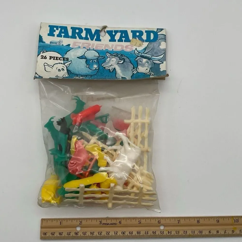 Vintage NWT TIMEE TOY Farm Yard Friends 26 Pieces Multicolor‎ Plastic Animals